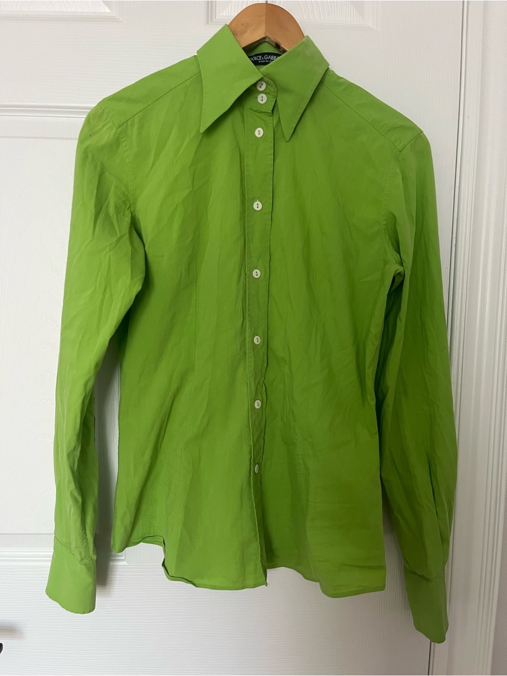 Dolce & Gabbana Lime Green Button-Down Cotton Shirt